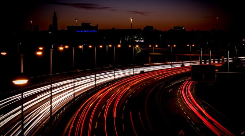 highway, light trail, long exposure